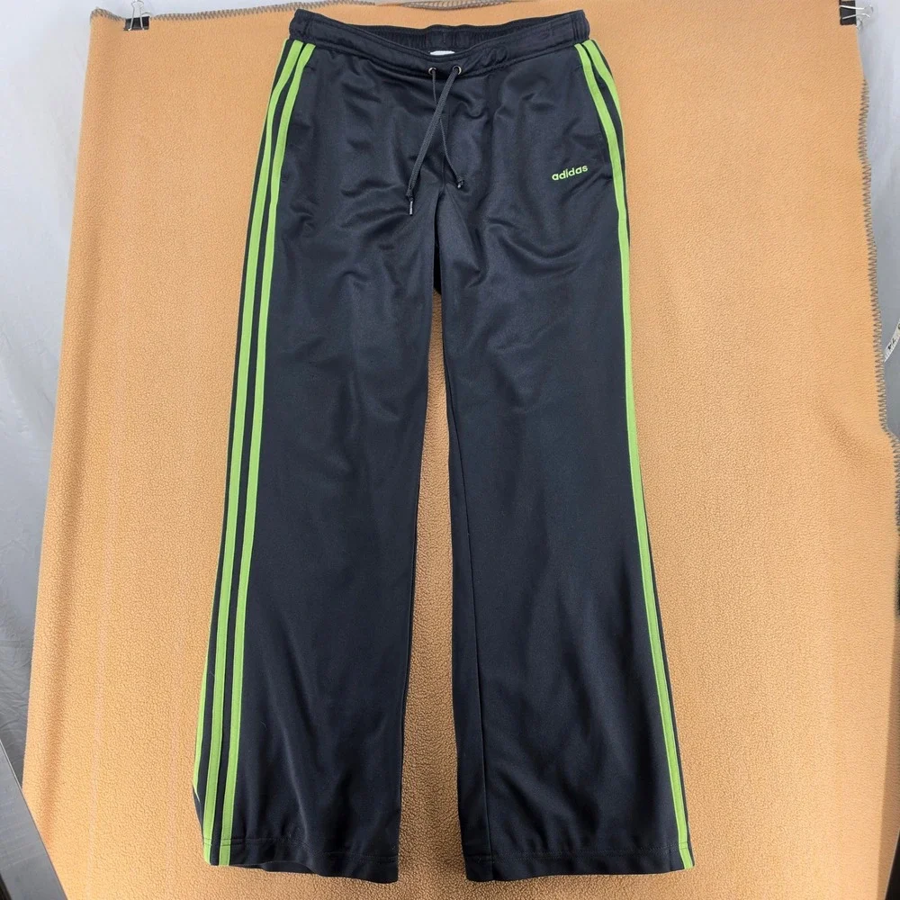 Adidas Track Pants Black Green 3 Stripe Y2K 446100 05/06 Mens M